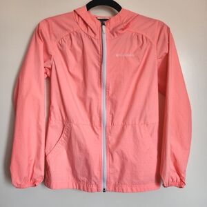 Columbia Girls Full Zip Lightweight Hooded Windbreaker Jacket Size M (10/12)